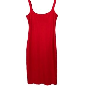 American Apparel Classic Red Midi Dress Bodycon Tank Style Minimalist Dress